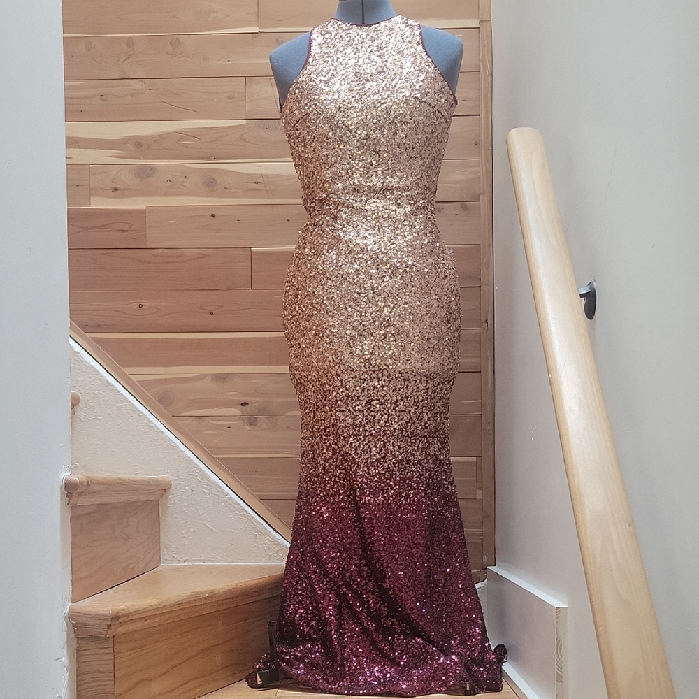 Lulu's Sequin Halter Maxi Dress